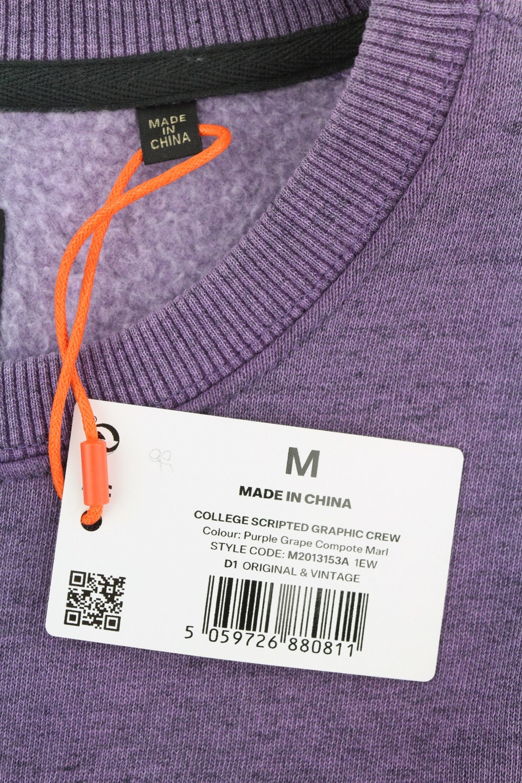 SUPERDRY College Scripted Graphic Crew Men Sweatshirt M Purple Melange Pullover