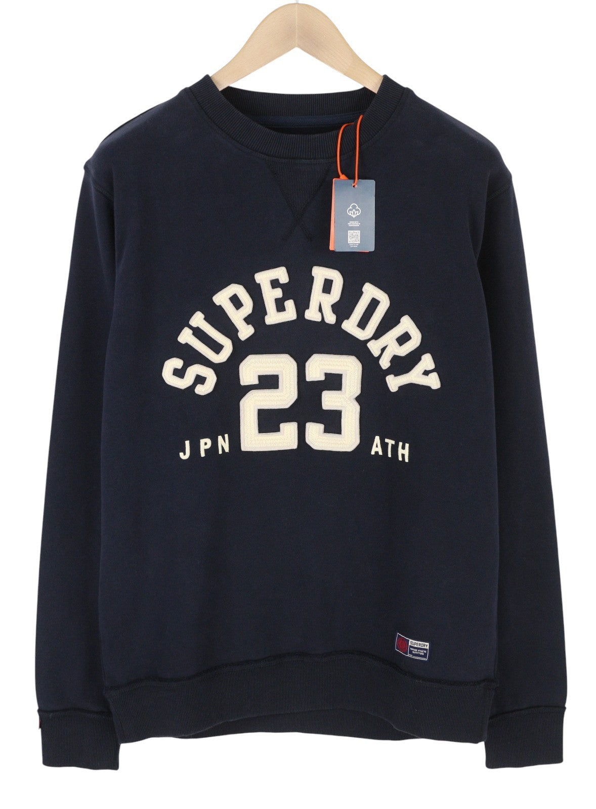 SUPERDRY Vintage Athletic Crew Men Sweatshirt M Dark Blue Front Logo Pullover