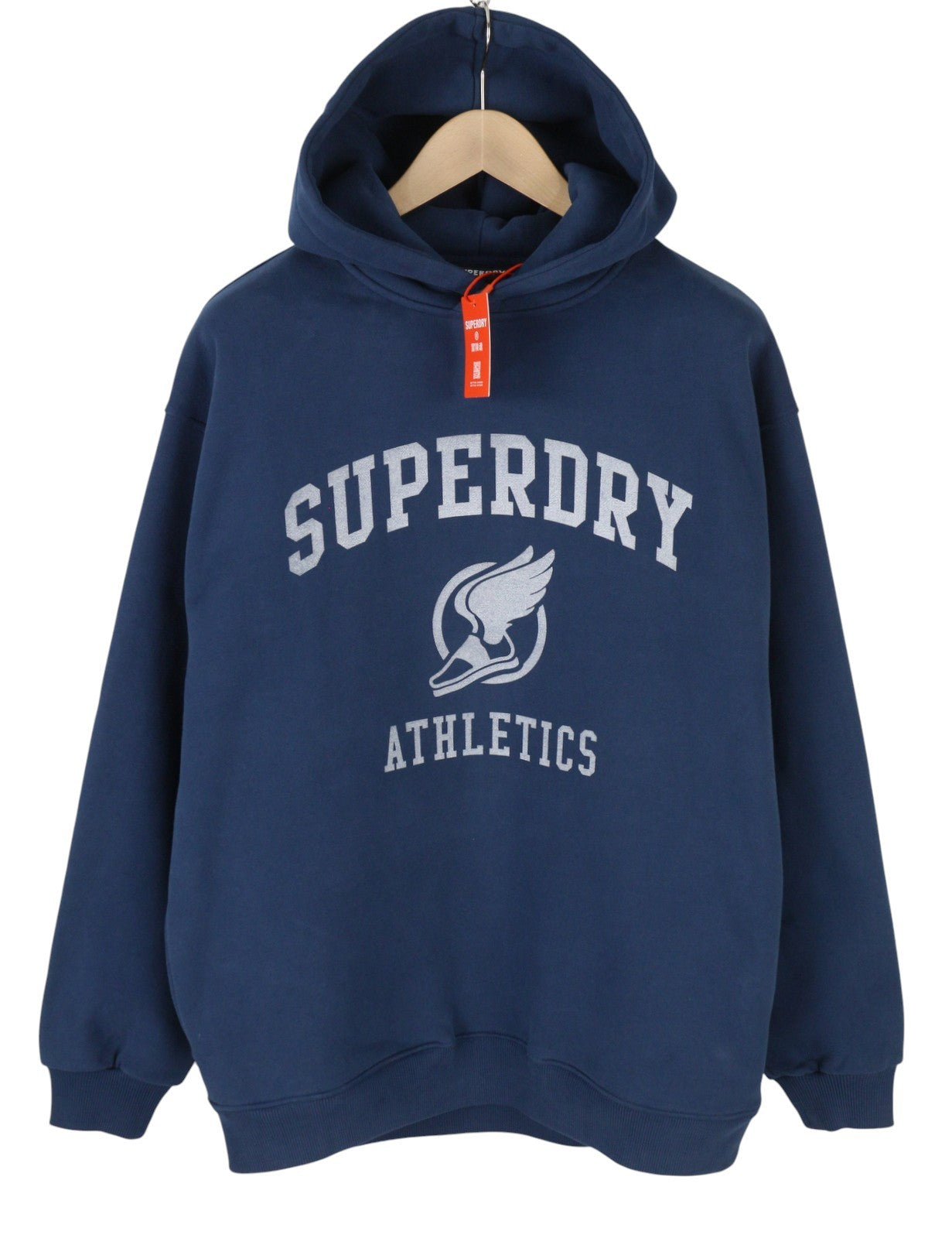 SUPERDRY Vintage Ath Oversized Hood Men Hoodie M Dark Blue Logo Cotton Pullover