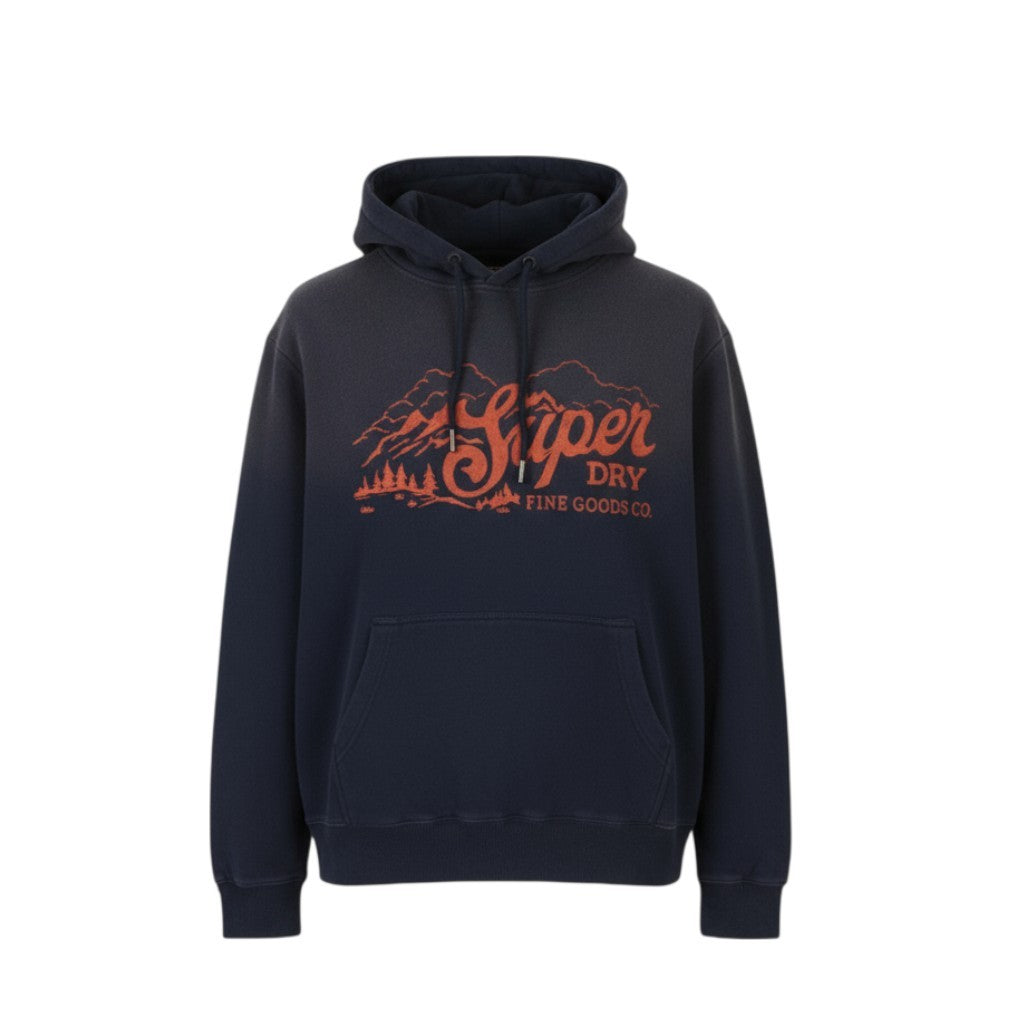 SUPERDRY Lo-Fi Outdoors Relaxed Hood Men Hoodie M Blue Faded Kangaroo Pullover