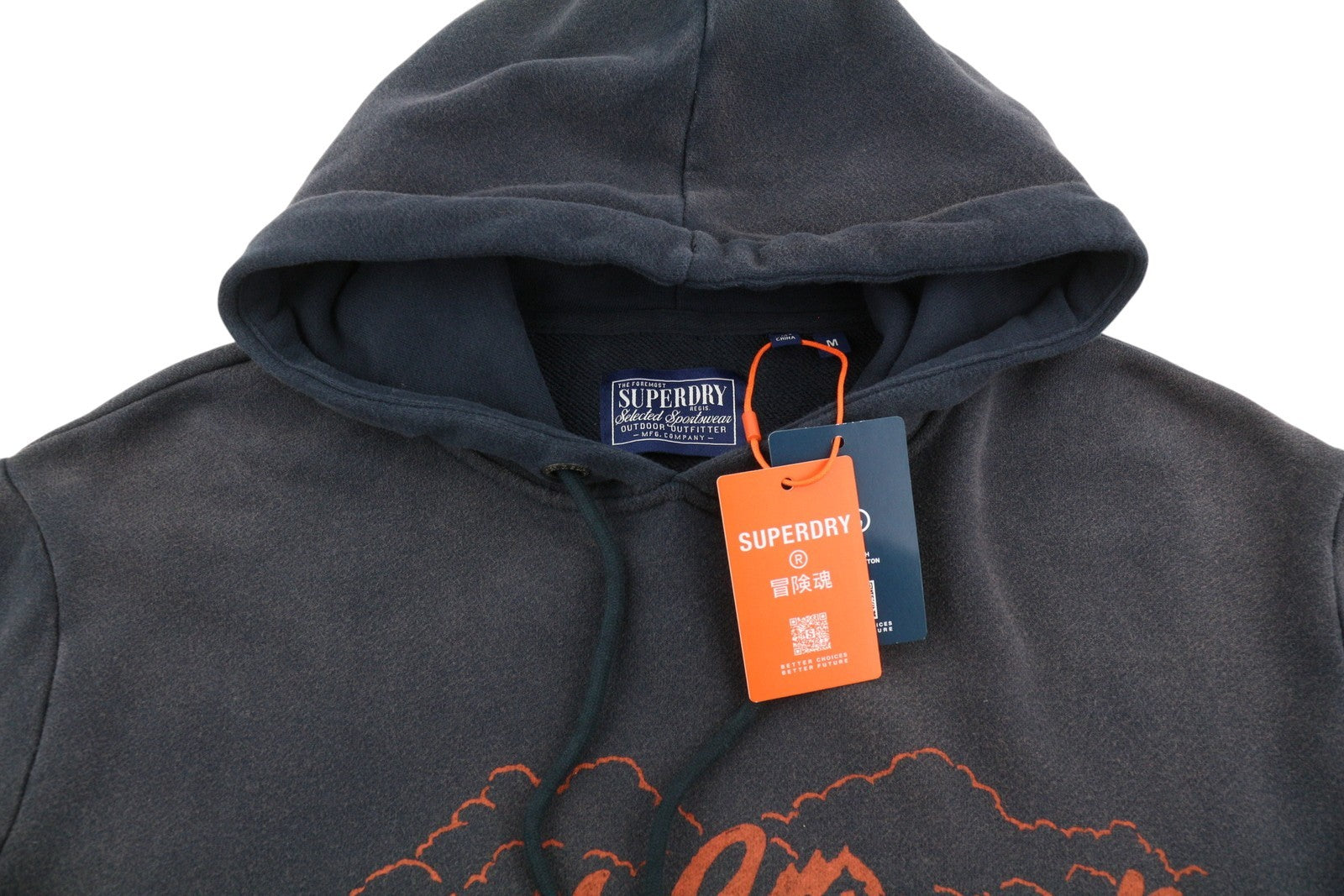 SUPERDRY Lo-Fi Outdoors Relaxed Hood Men Hoodie M Blue Faded Kangaroo Pullover