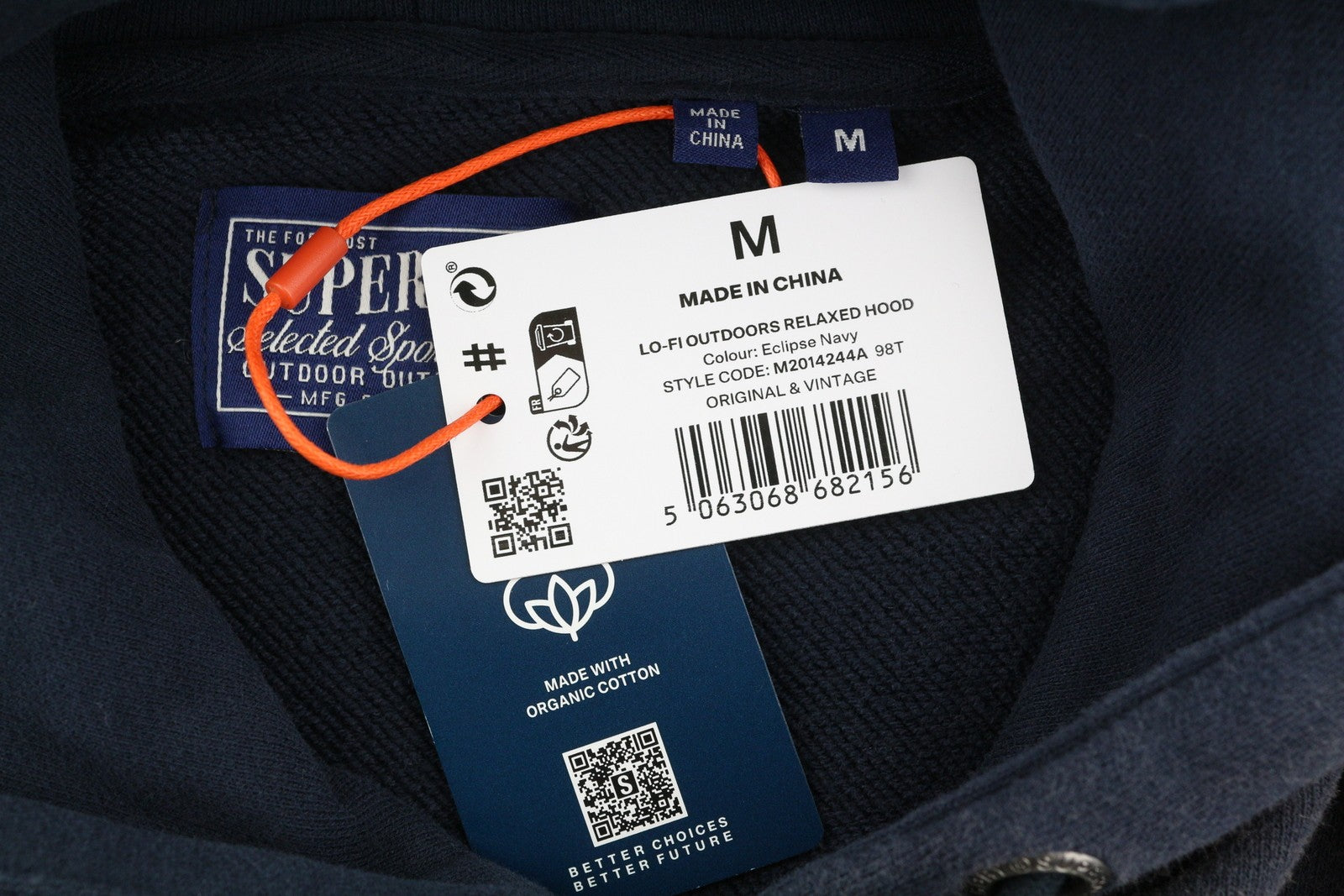 SUPERDRY Lo-Fi Outdoors Relaxed Hood Men Hoodie M Blue Faded Kangaroo Pullover