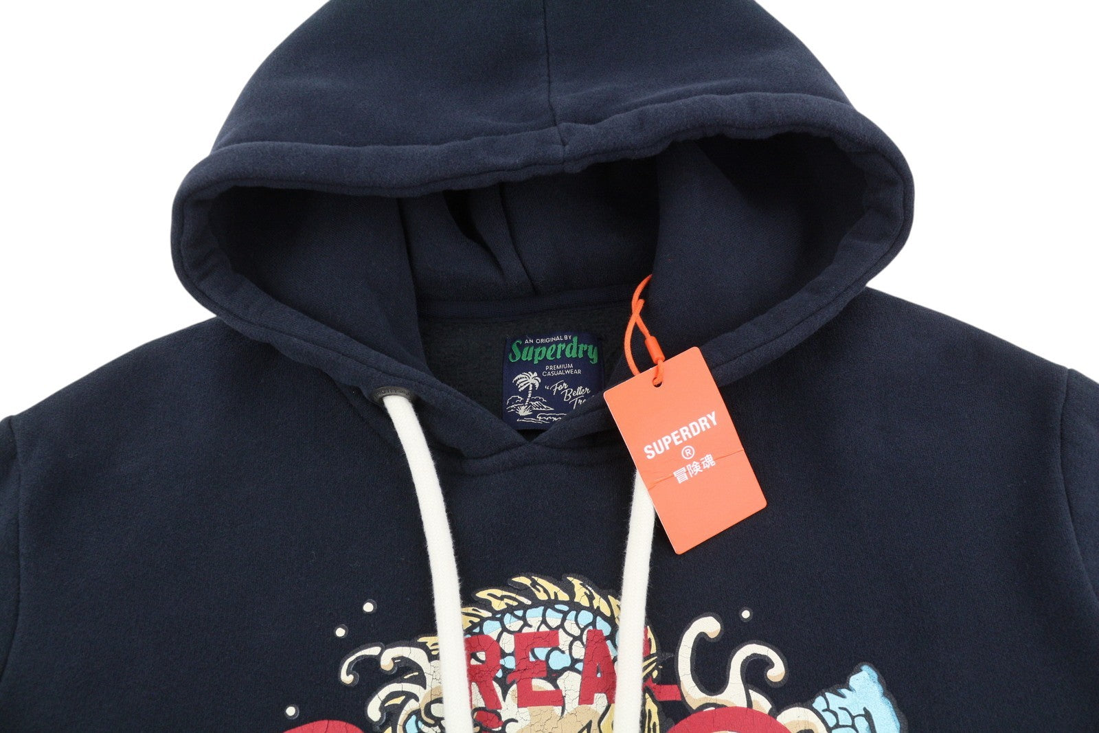 SUPERDRY Tokyo VL Men Hoodie M Black Patterned Logo Kangaroo Pocket Pullover