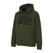 SUPERDRY Embroidered VL Men Hoodie M Green Kangaroo Pocket Cotton Logo Pullover