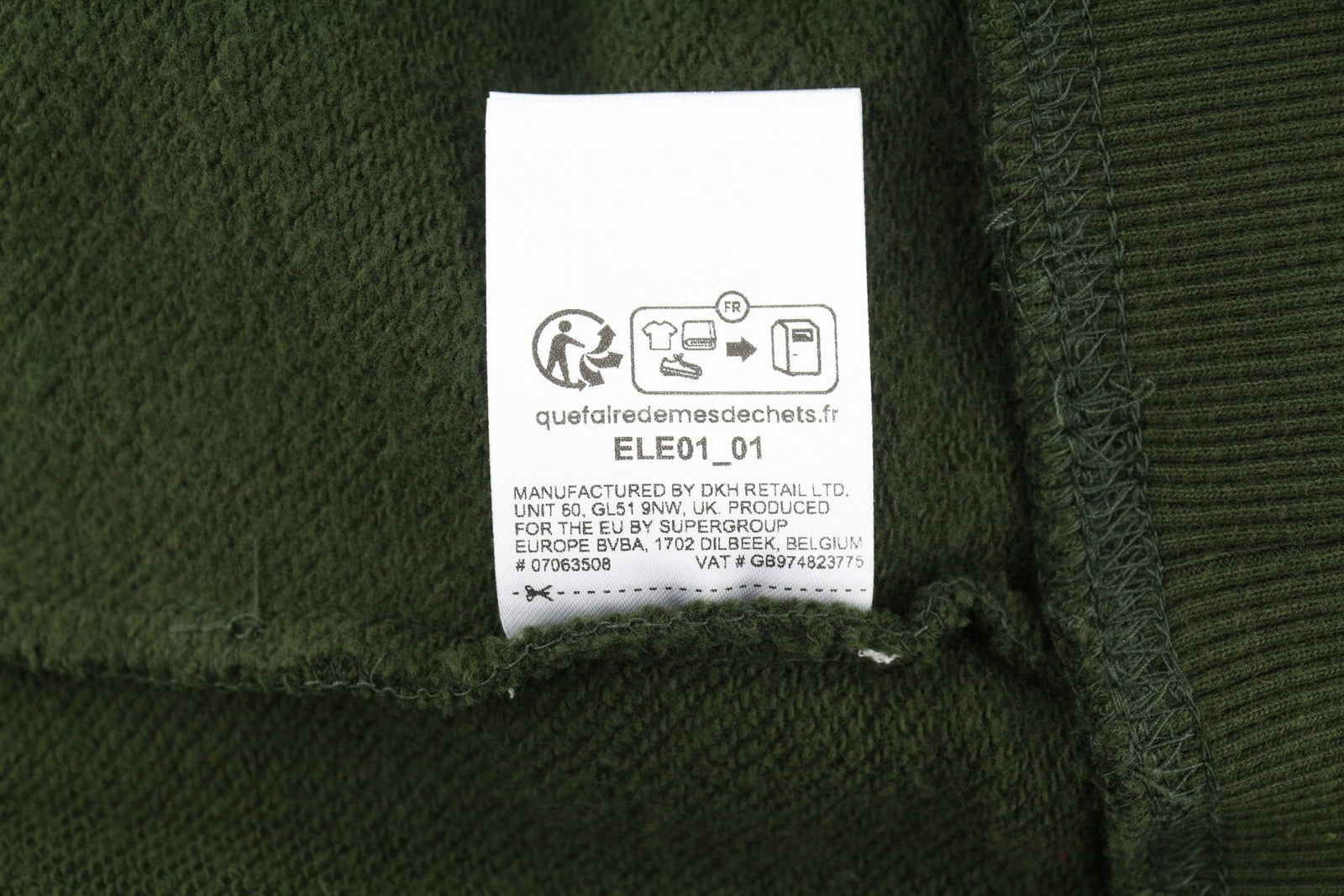 SUPERDRY Embroidered VL Men Hoodie M Green Kangaroo Pocket Cotton Logo Pullover