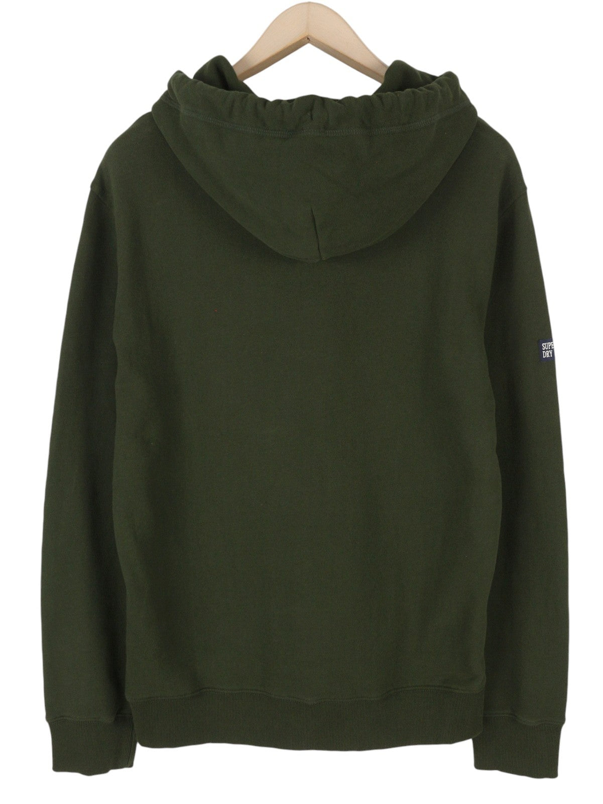 SUPERDRY Embroidered VL Men Hoodie M Green Kangaroo Pocket Cotton Logo Pullover