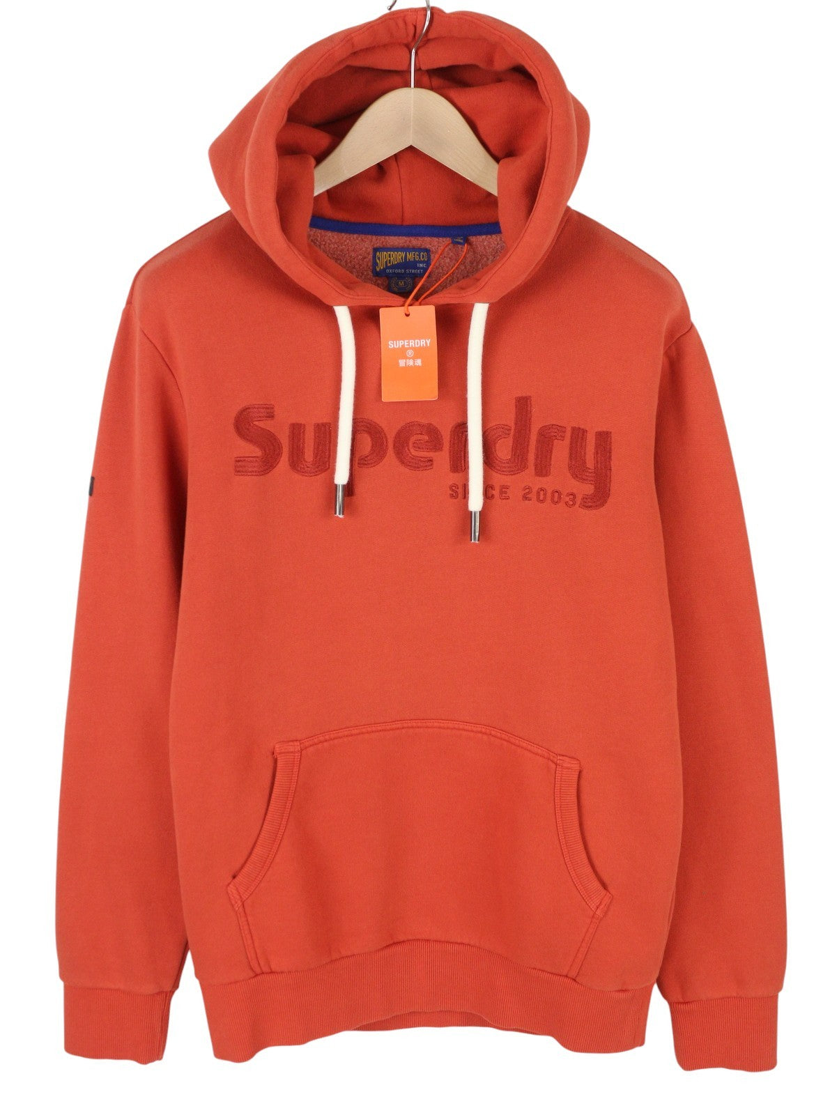 SUPERDRY Terrain Logo Overdyed Men Hoodie M Red Kangaroo Pocket Logo Pullover