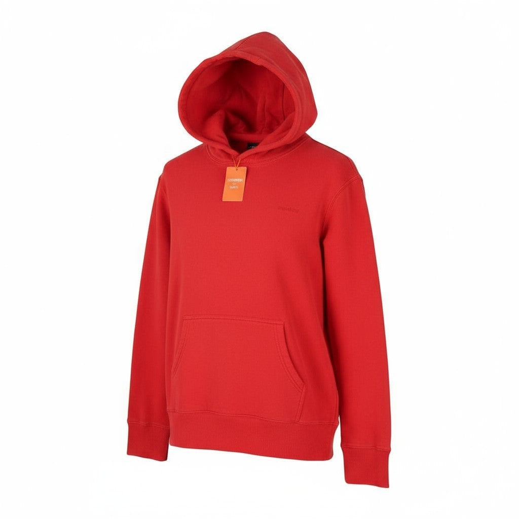 SUPERDRY Vintage Washed Men Hoodie M Red Kangaroo Pocket Front Logo Pullover