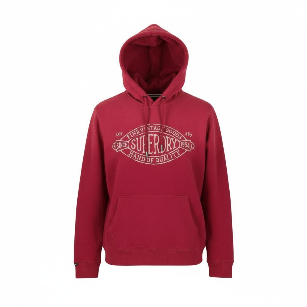 SUPERDRY Lo-Fi Outdoors Relaxed Hood Men Hoodie M Red Faded Kangaroo Pullover