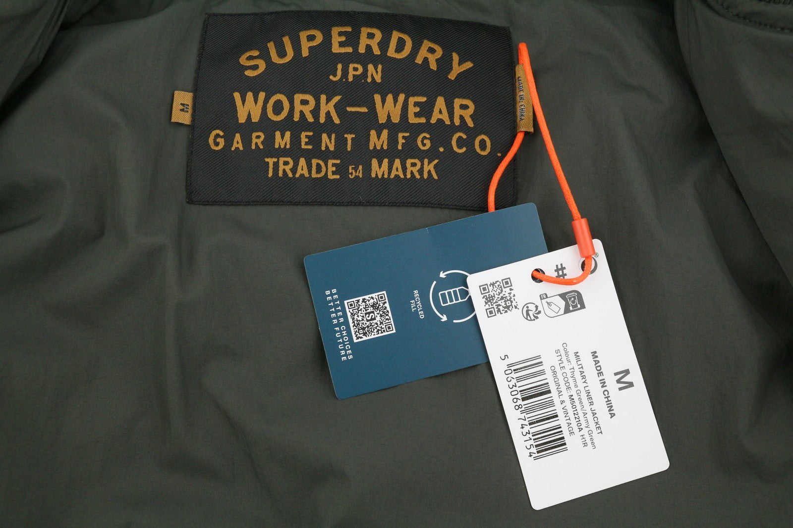 SUPERDRY Military Lined Men Jacket M Green Quilted Pockets Insulated Bomber