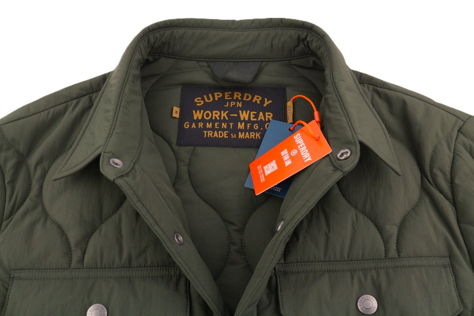 SUPERDRY Surplus Liner Overshirt Men Jacket M Green Quilted Padded Snap Button