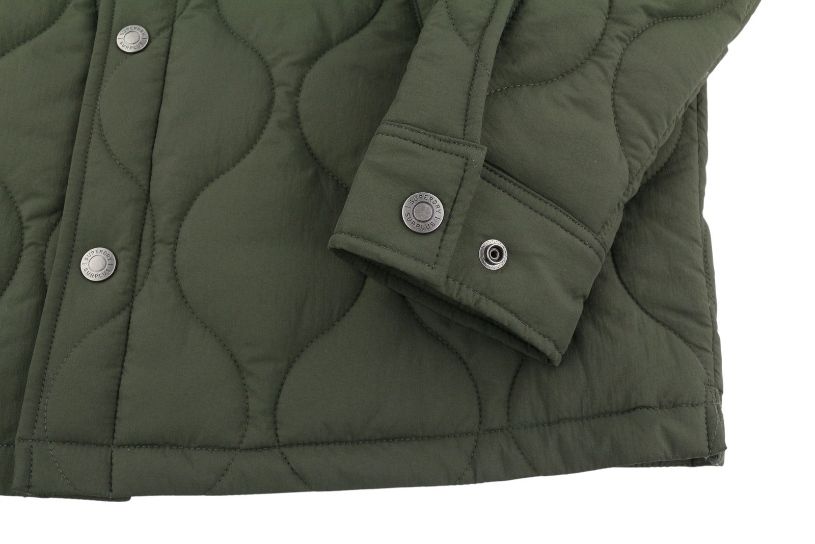 SUPERDRY Surplus Liner Overshirt Men Jacket M Green Quilted Padded Snap Button