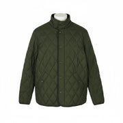SUPERDRY Quilted Estate Men Jacket M Green Insulated High Neck Logo Lightweight