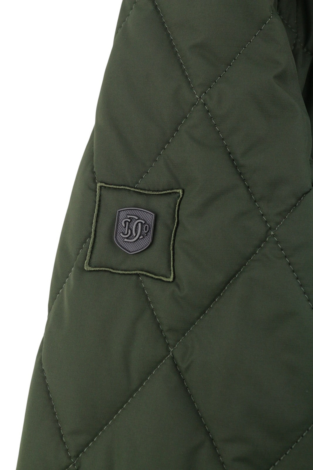 SUPERDRY Quilted Estate Men Jacket M Green Insulated High Neck Logo Lightweight