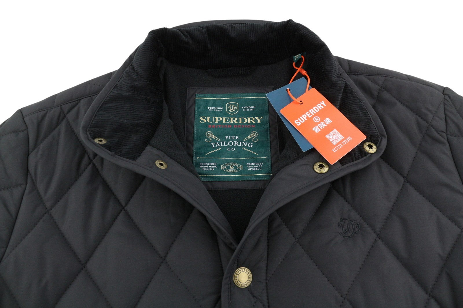 SUPERDRY Quilted Estate Country Men Jacket M Black Snap Buttons Lightweight