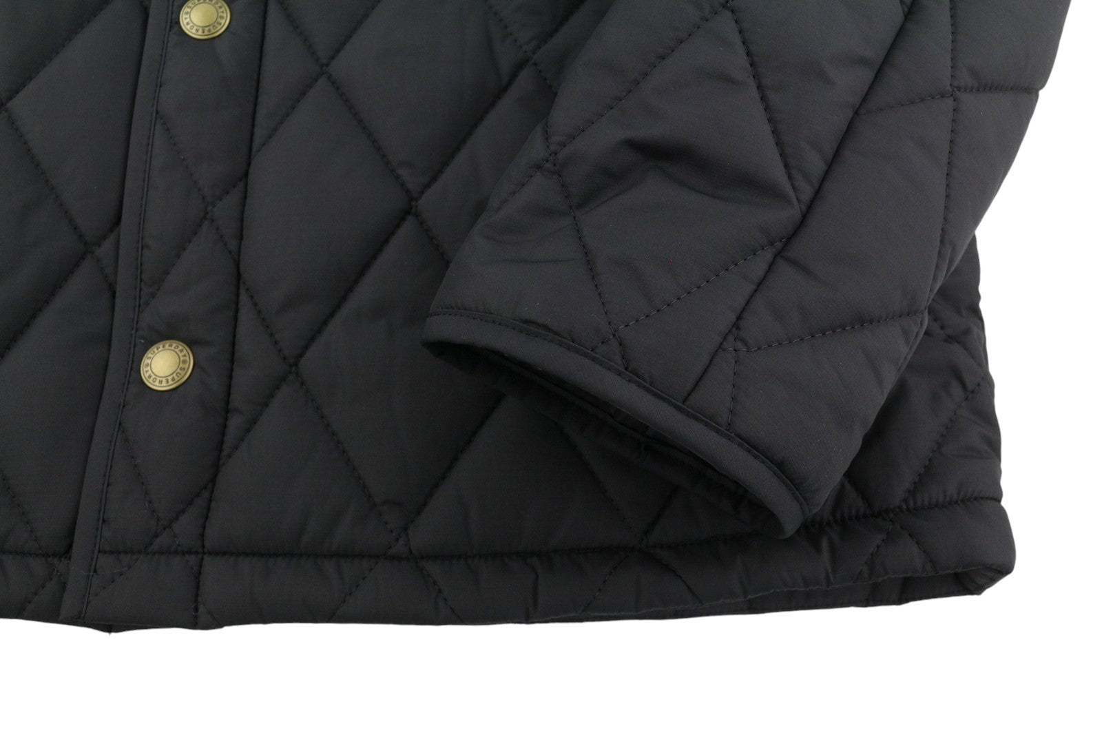 SUPERDRY Quilted Estate Country Men Jacket M Black Snap Buttons Lightweight