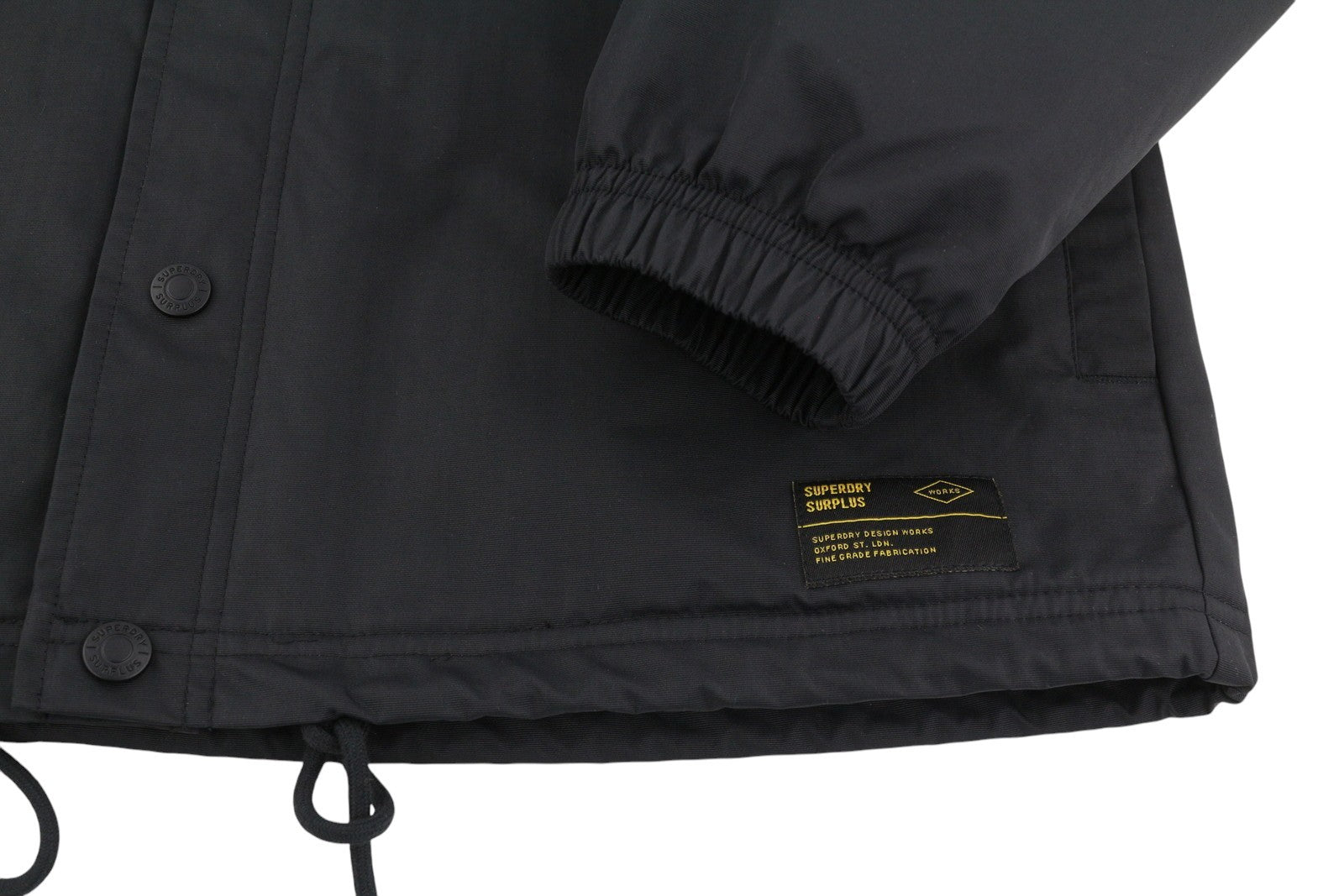 SUPERDRY Nylon Coach Men Jacket M Black Nylon Snap Buttons Spread Lightweight