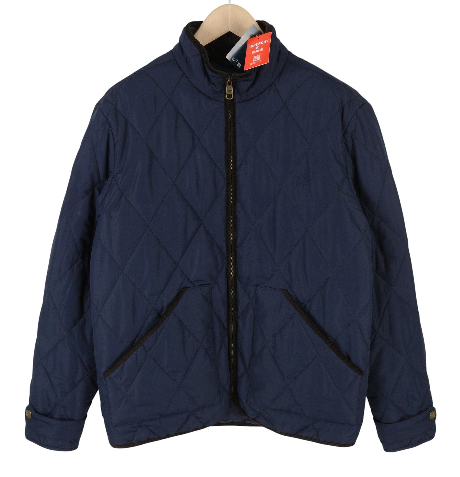SUPERDRY Quilted Estate Liner Men Jacket M Blue High Neck Padded Lightweight
