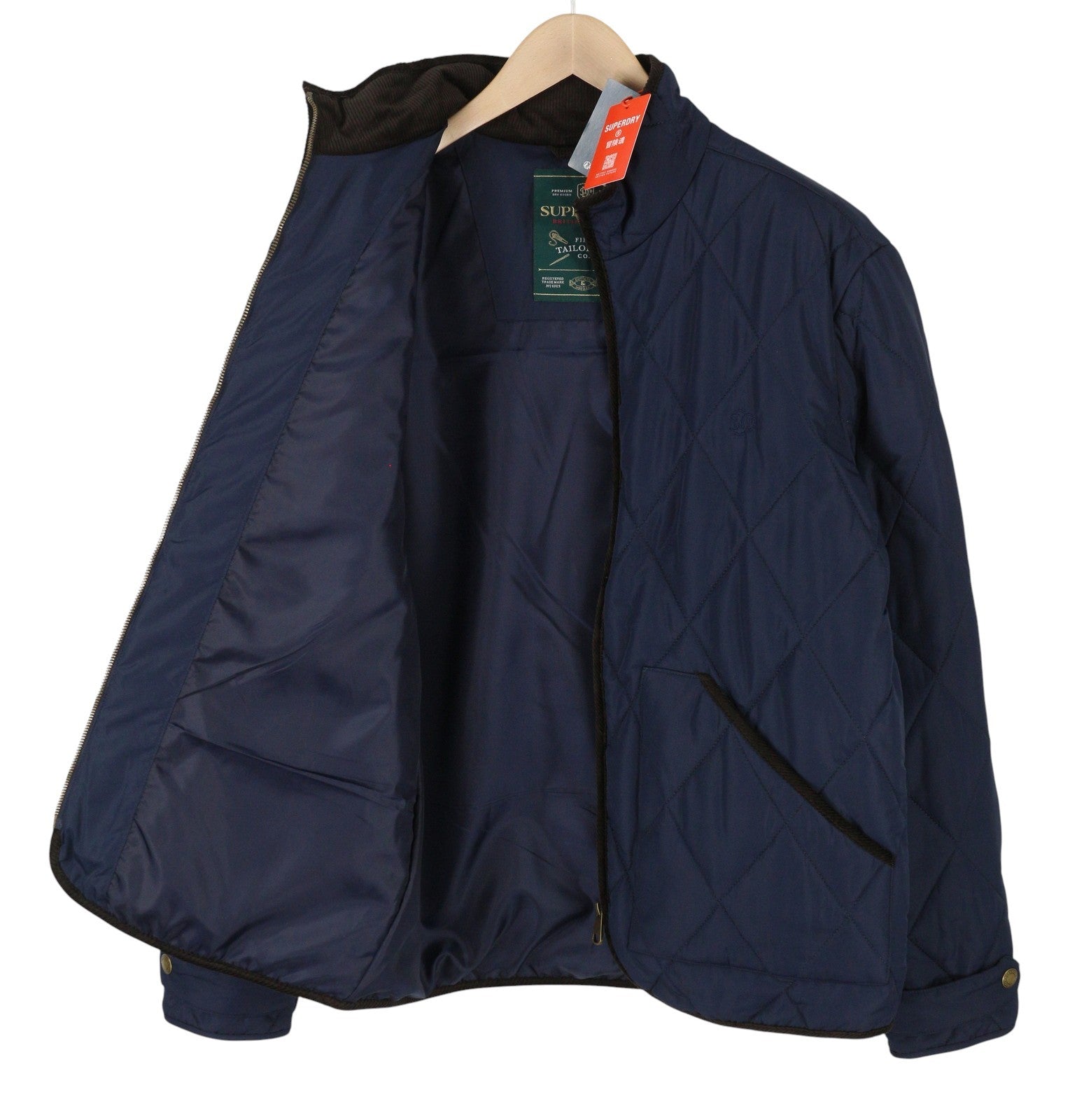 SUPERDRY Quilted Estate Liner Men Jacket M Blue High Neck Padded Lightweight