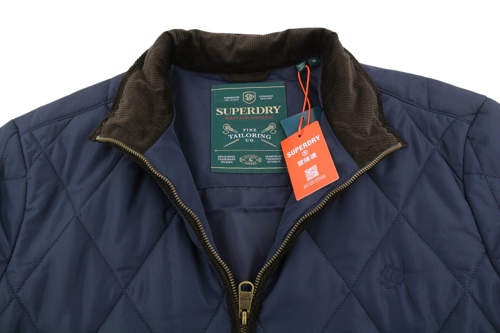 SUPERDRY Quilted Estate Liner Men Jacket M Blue High Neck Padded Lightweight