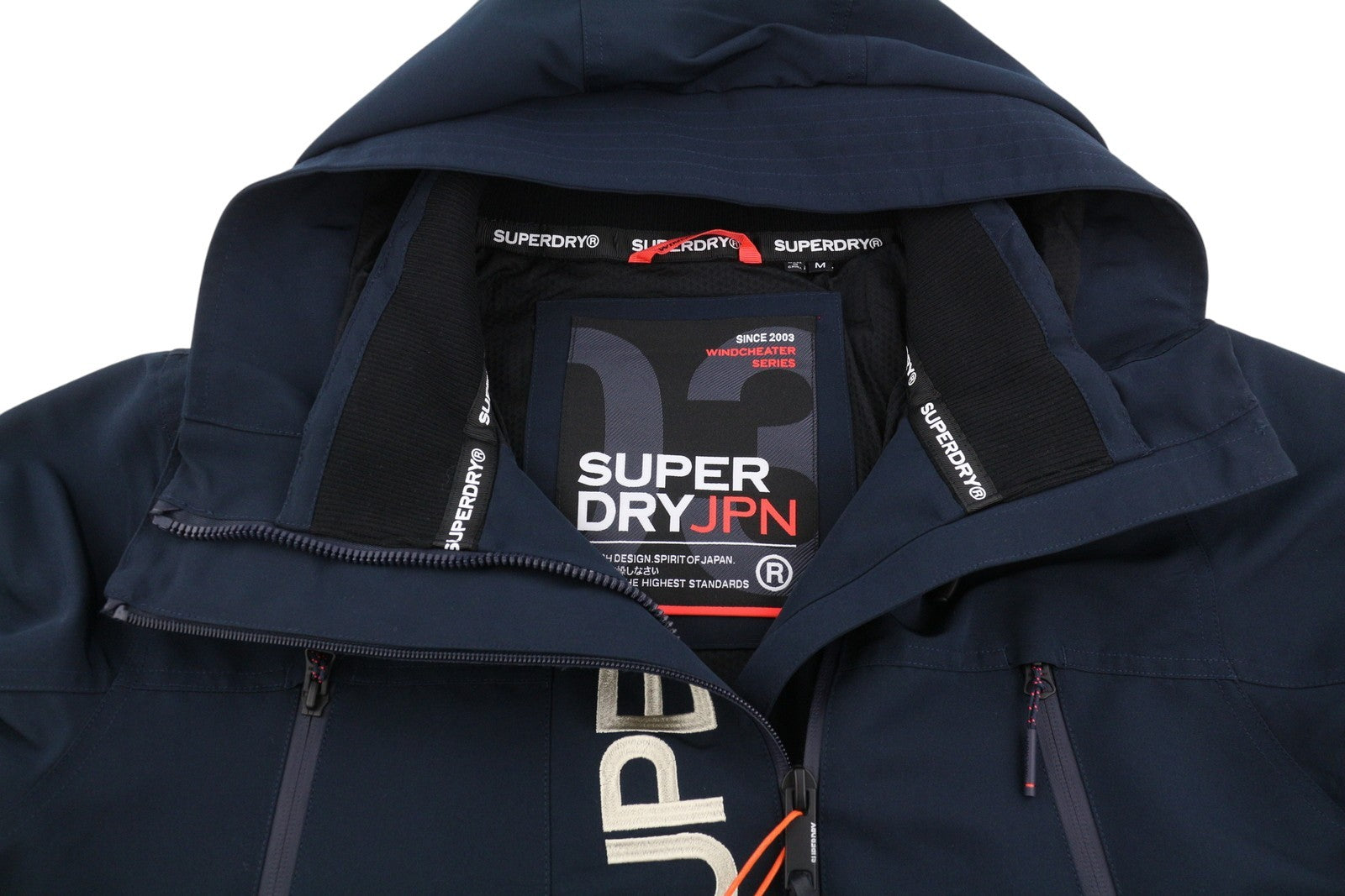 SUPERDRY Hood Timate Emb Windbreaker Men Jacket M Blue Full Zip Lightweight