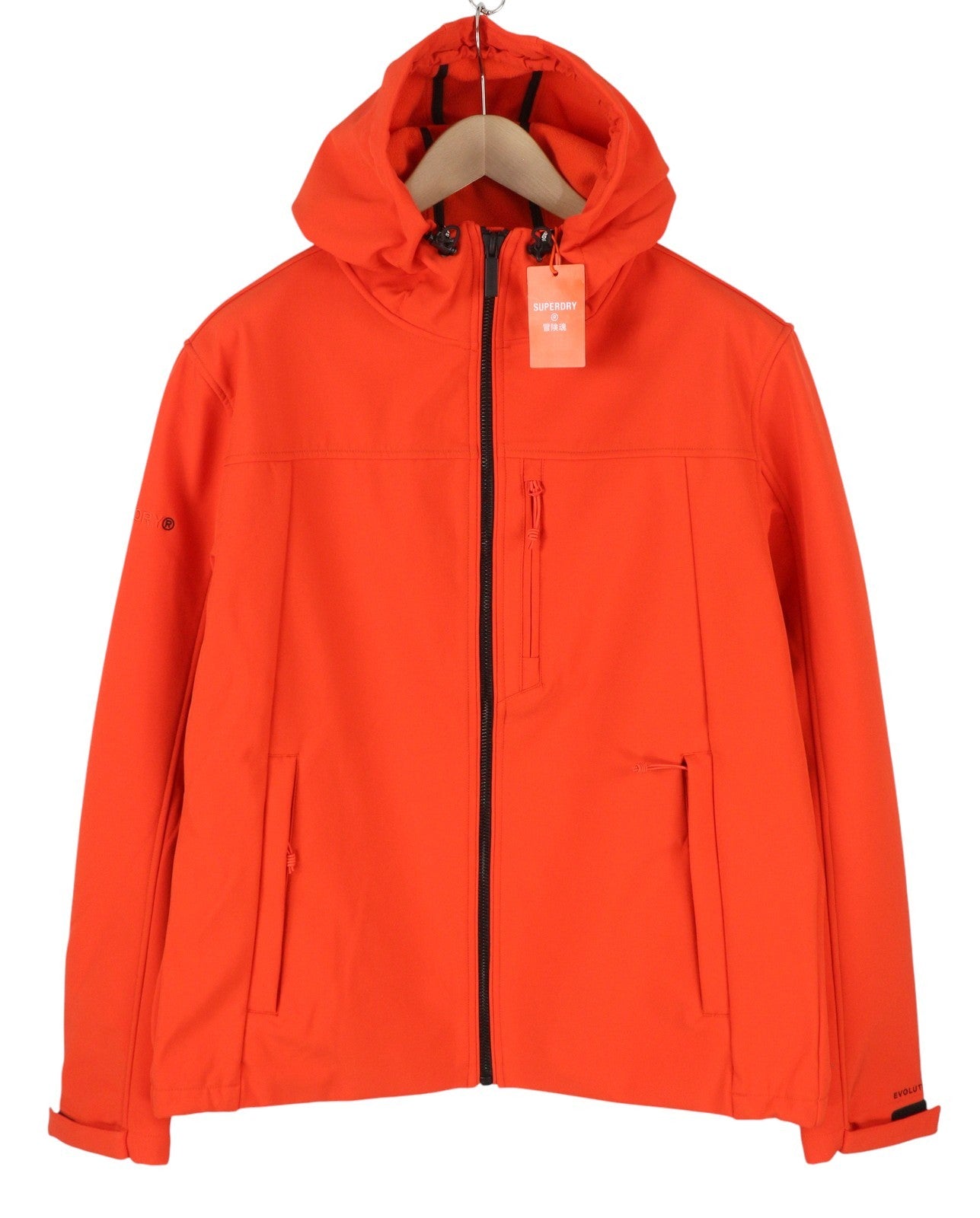 SUPERDRY Hooded Soft Shell Men Jacket 2XL Evolution Full Zip Lightweight Orange