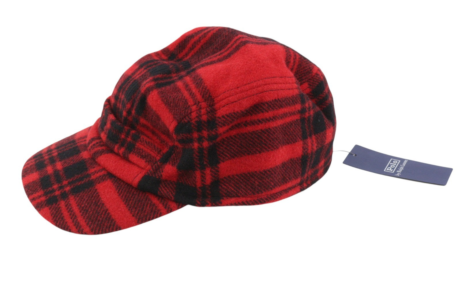 RALPH LAUREN Men Hat L/XL Red Flannel Wool Blend Plaid All Seasons Cap