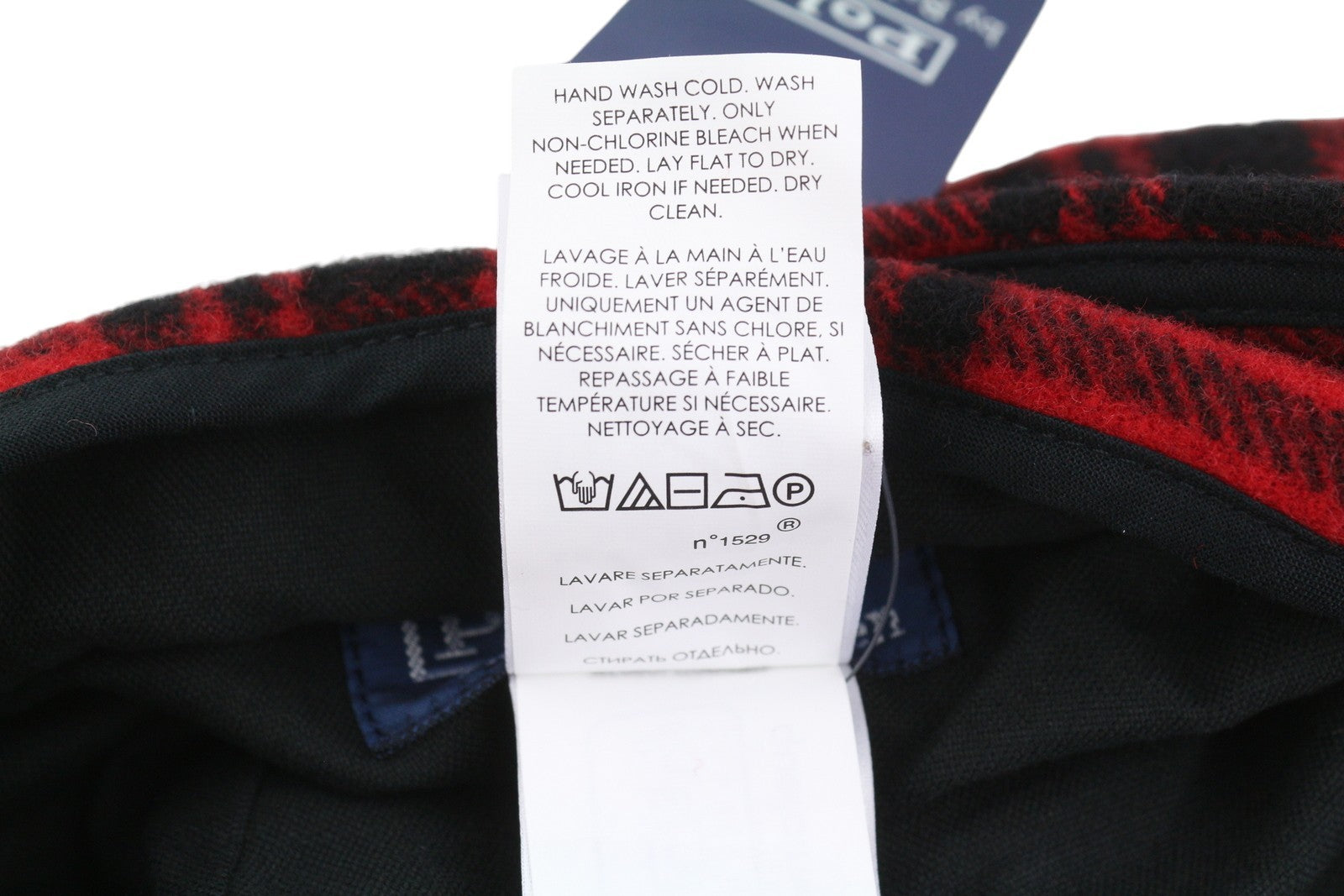 RALPH LAUREN Men Hat L/XL Red Flannel Wool Blend Plaid All Seasons Cap