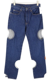 OFF-WHITE c/o VIRGIL ABLOH Meteor Denim Women Jeans W28 Blue Cut-Out F25 RRP765
