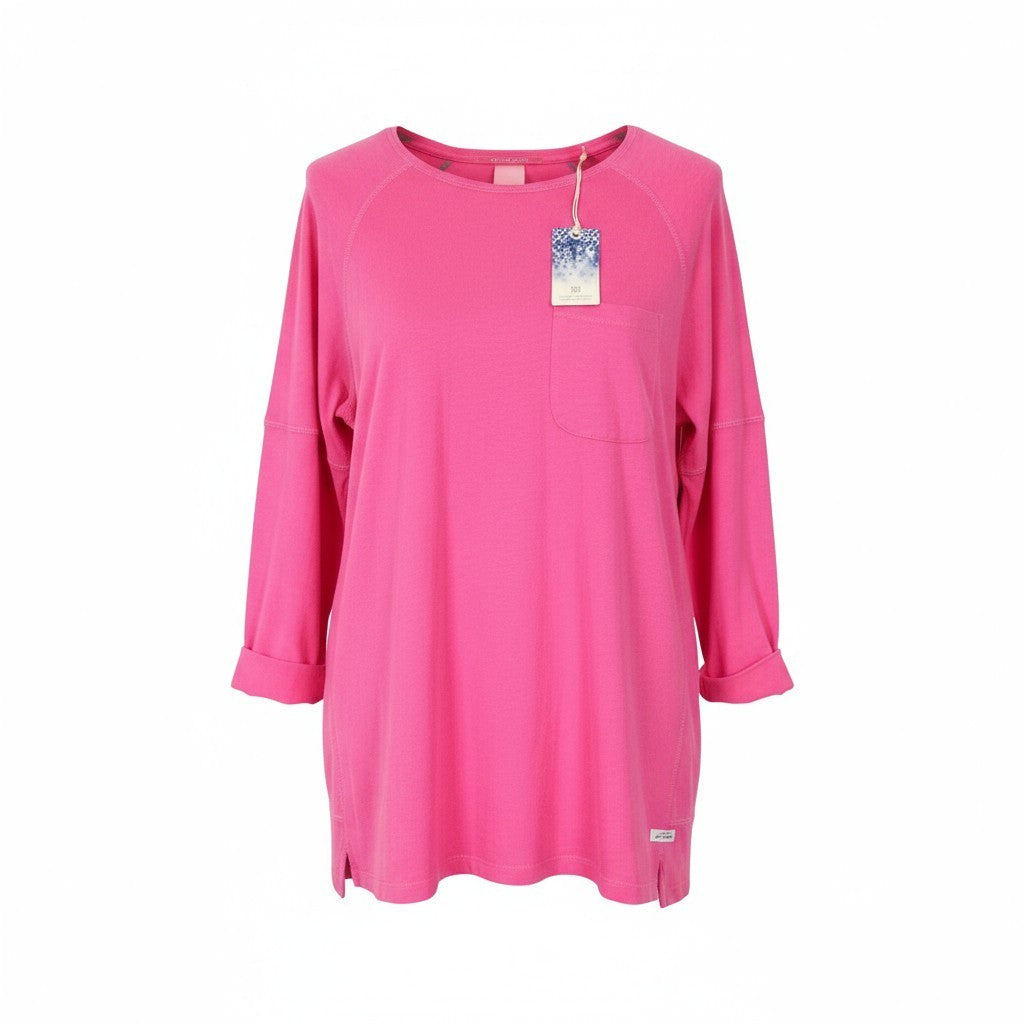 SCOTCH &amp; SODA Ams Blauw vyriškas rožinis marškinėliai su 3/4 rankovėmis, ryškios medvilnės 