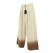 ALANUI Bright Hues Women's W26 Beige Brown Wide Cotton Pleated Jeans