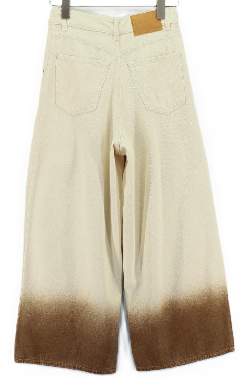 ALANUI Bright Hues Women's W26 Beige Brown Wide Cotton Pleated Jeans