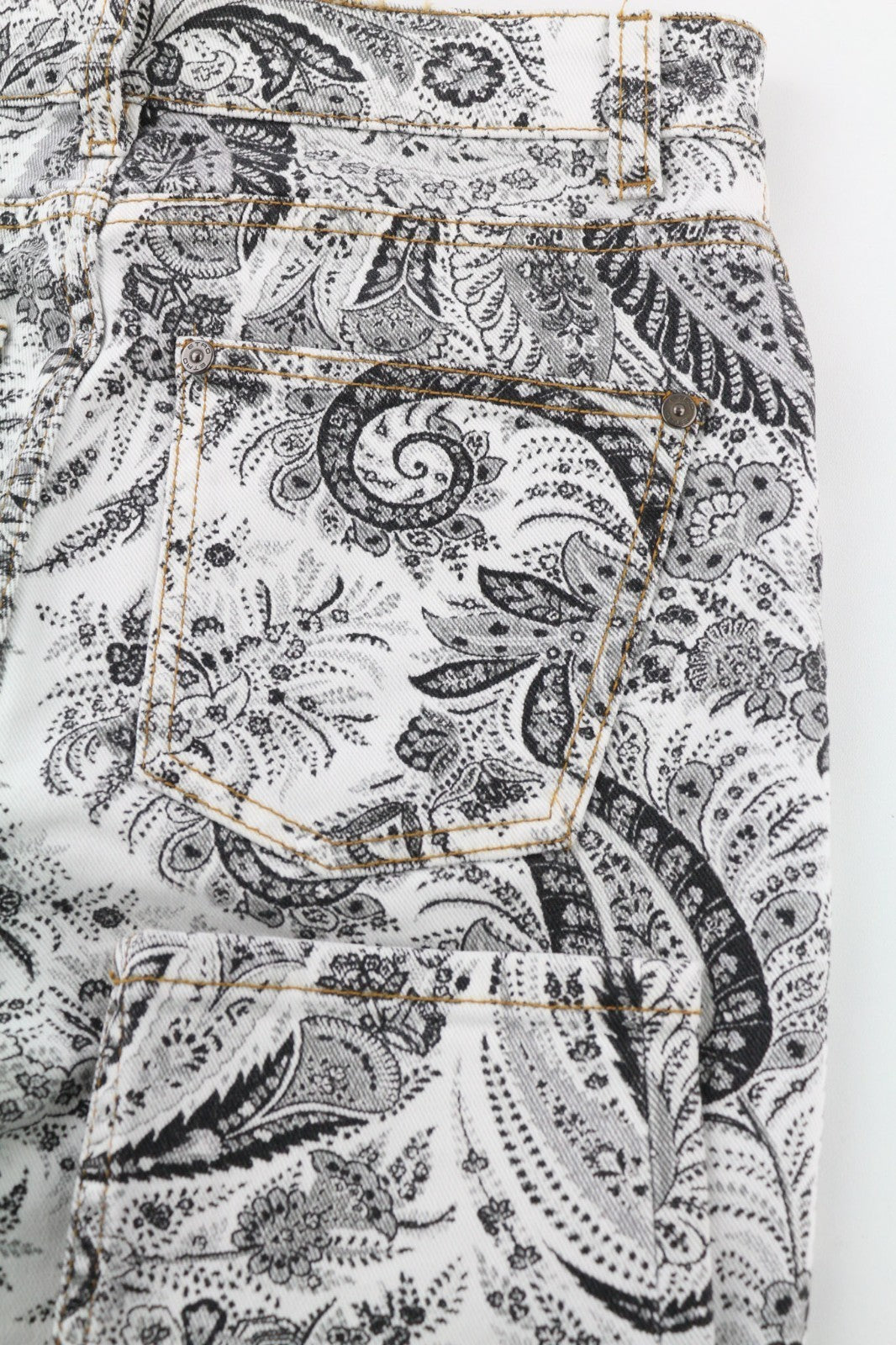 ETRO Women's W26 White Paisley Slim Stretch Cotton Printed Jeans