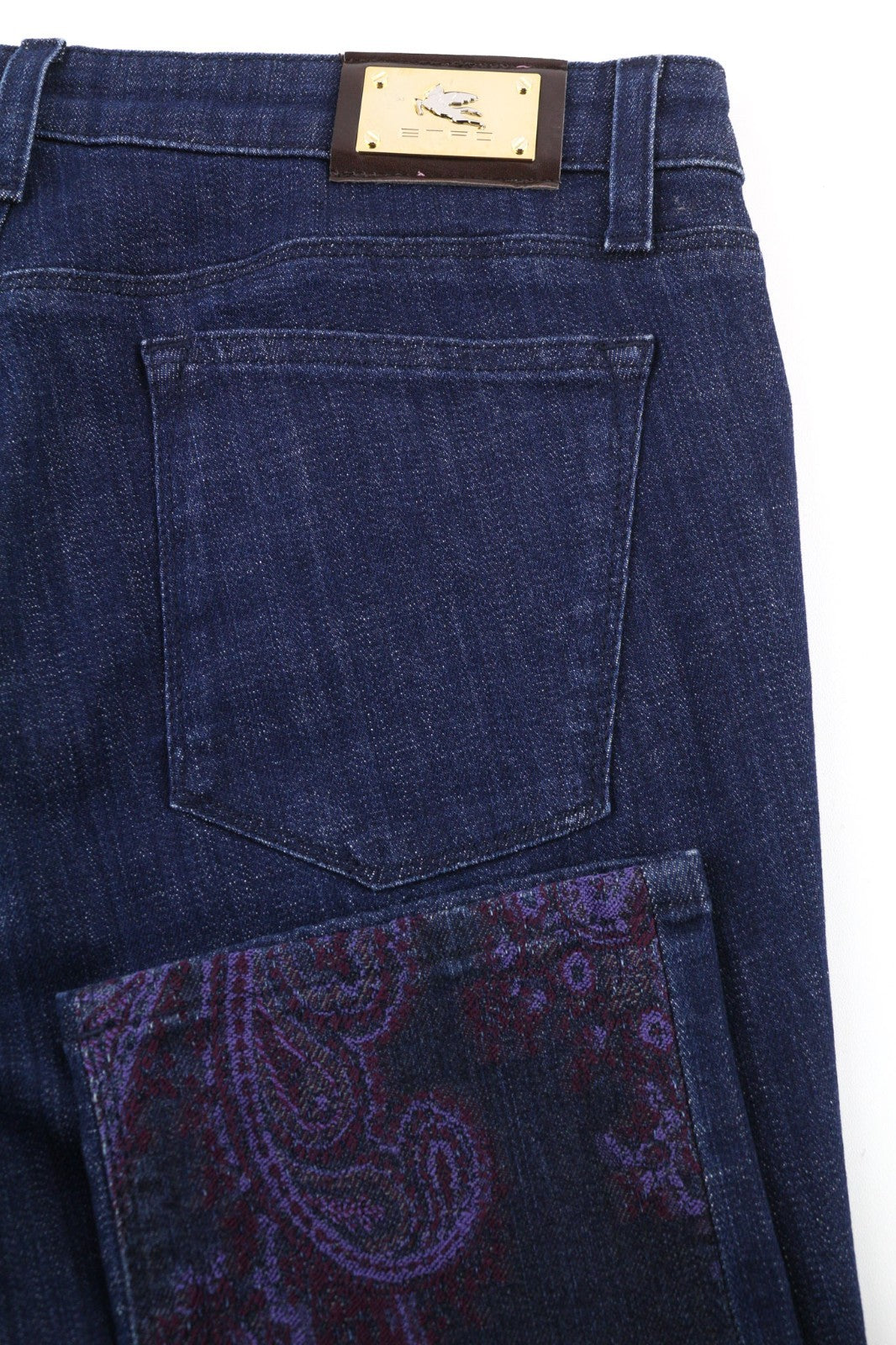 ETRO Women's W31 Blue Paisley Skinny Stretch Cotton Patterned Jeans
