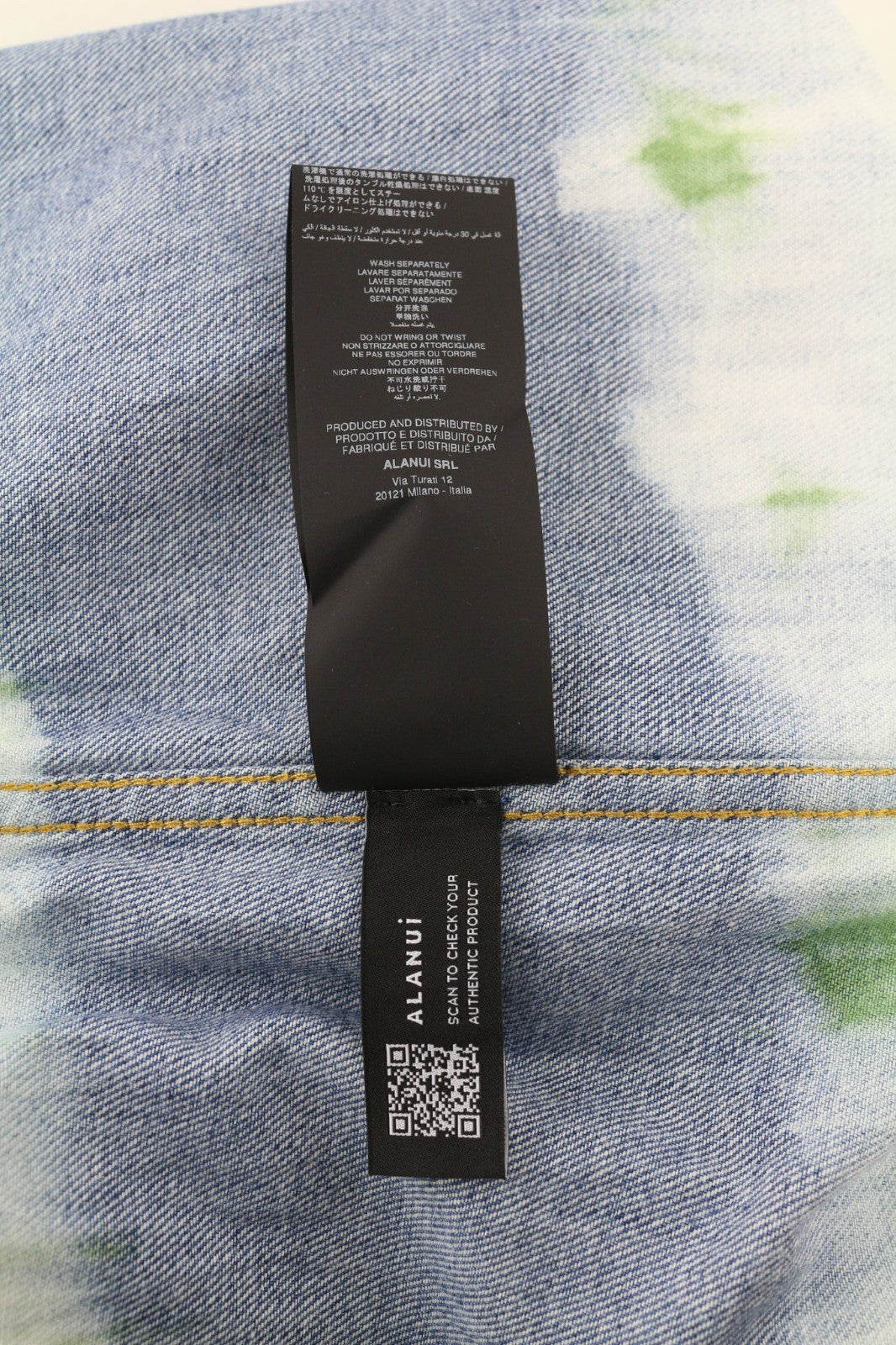 ALANUI Magic Journey moteriškas L dydžio apvyniojamas sijonas, mėlynai žalias, dažytas medvilninis džinsinis audinys 