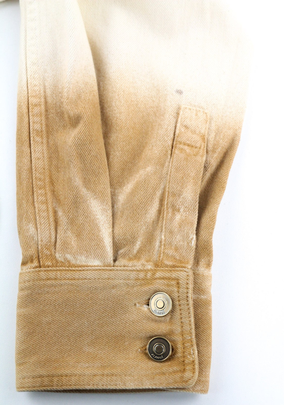 ALANUI ryškių atspalvių vyriški L dydžio smėlio spalvos rudi neapdoroto džinso unisex medvilniniai marškinėliai 