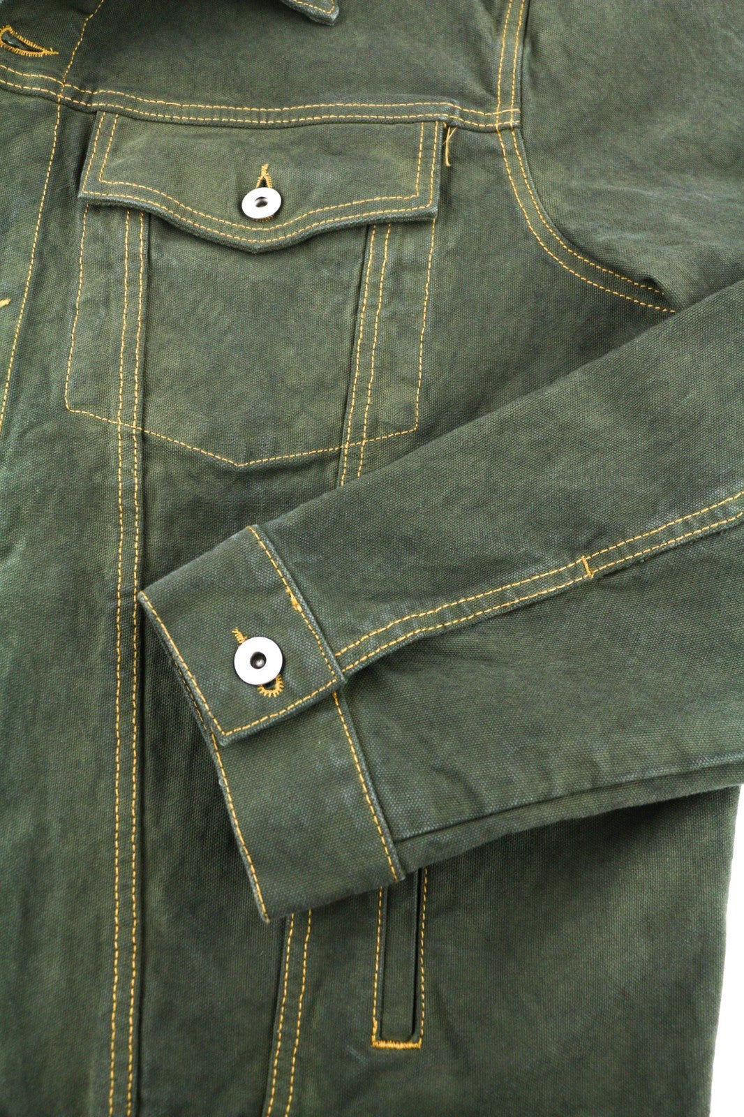 HERON PRESTON Men's L Green Cotton Single-Breasted Denim Long Sleeve Jacket