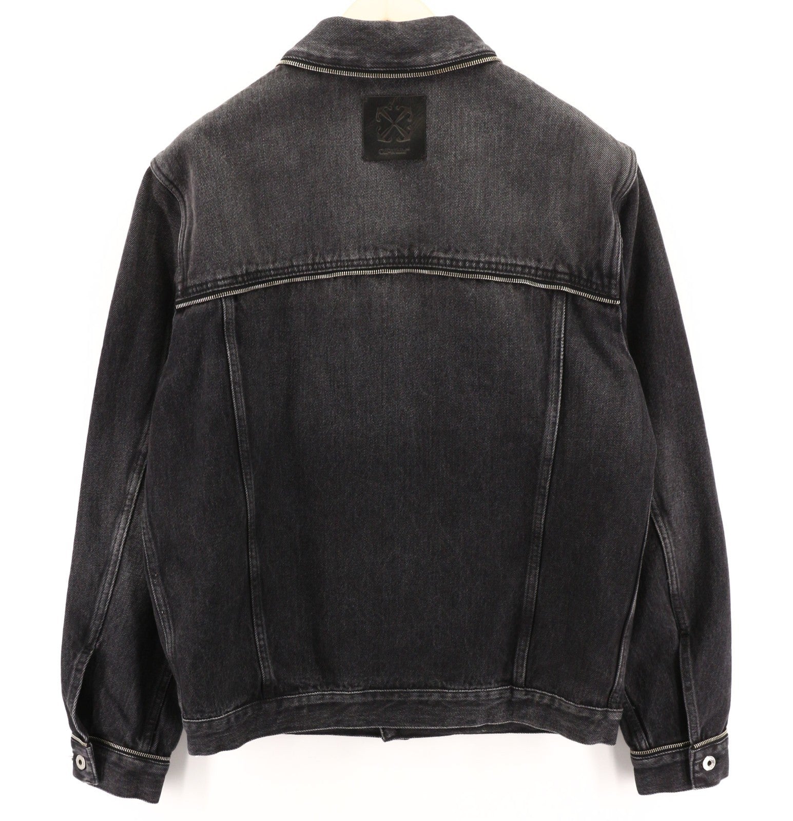 OFF-WHITE Zip Skate Men's S Washed Black Denim Zip Jacket Long Sleeved RRP995