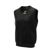 DSQUARED2 Women's L Black Cotton Blend Studded Sleeveless Knit Vest