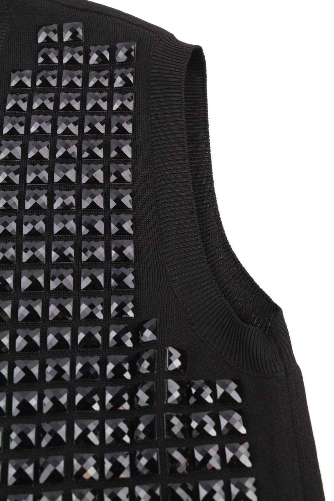 DSQUARED2 Women's L Black Cotton Blend Studded Sleeveless Knit Vest