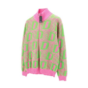 DSQUARED2 moteriškas rožinės žalios spalvos vilnos mišinio megztinis su užtrauktuku ir raštuotu megztiniu M dydžio 