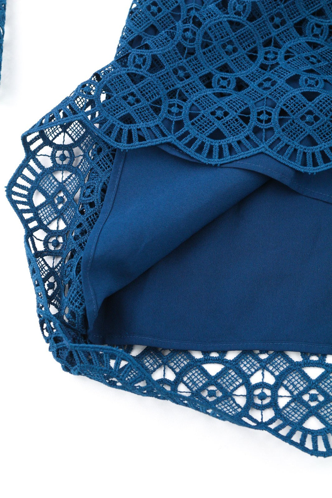 SANDRO Women's 38 Blue Pleated Lace Long Sleeve Lined Mini Dress