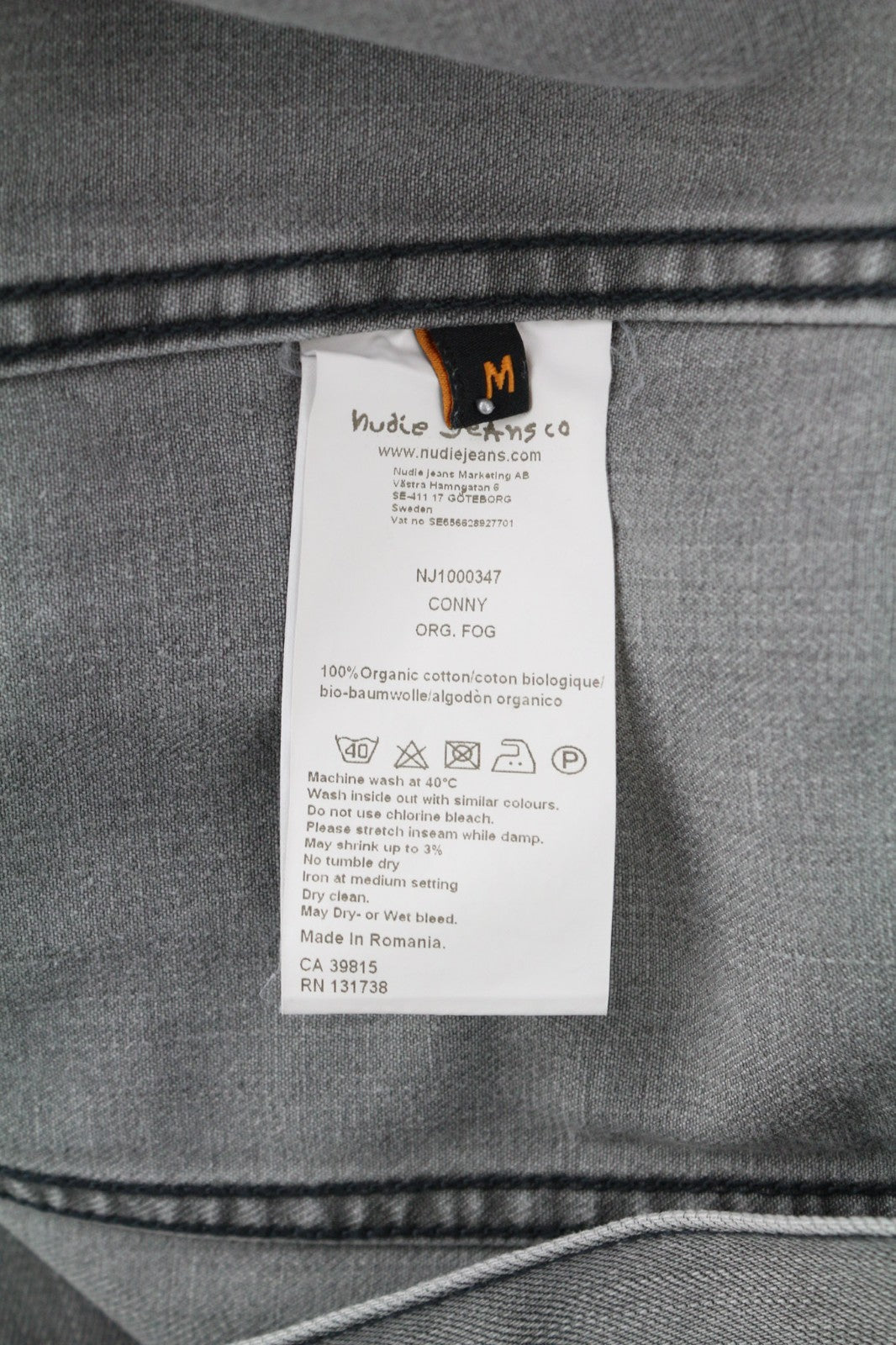 NUDIE JEANS Conny Org. Fog Men's M Grey Polo Denim Unlined Button Jacket