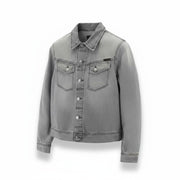 NUDIE JEANS Conny Org. Fog Men's M Grey Organic Cotton Polo Denim Jacket