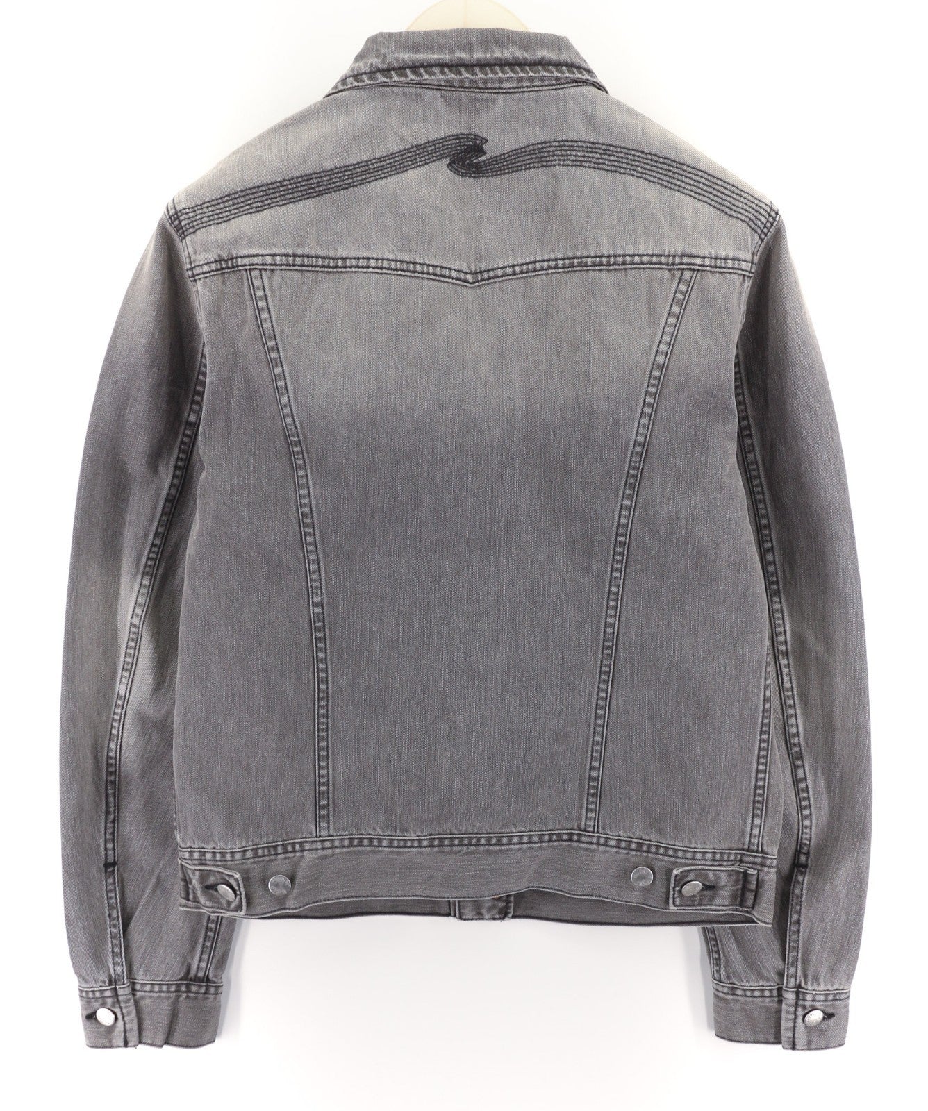 NUDIE JEANS Conny Org. Fog Men's M Grey Organic Cotton Polo Denim Jacket