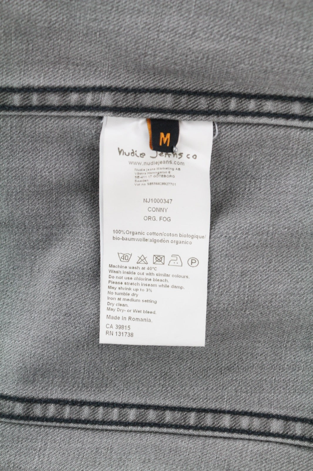 NUDIE JEANS Conny Org. Fog Men's M Grey Organic Cotton Polo Denim Jacket