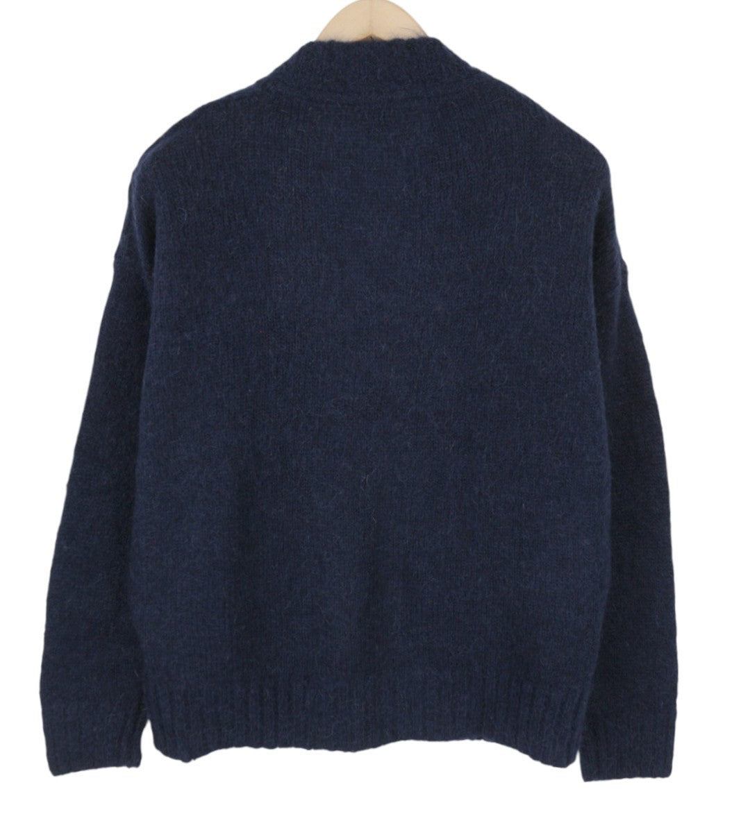 GANT Mohair V-Neck Women Jumper M Evening Blue Wool Blend Tight-Knit Pullover