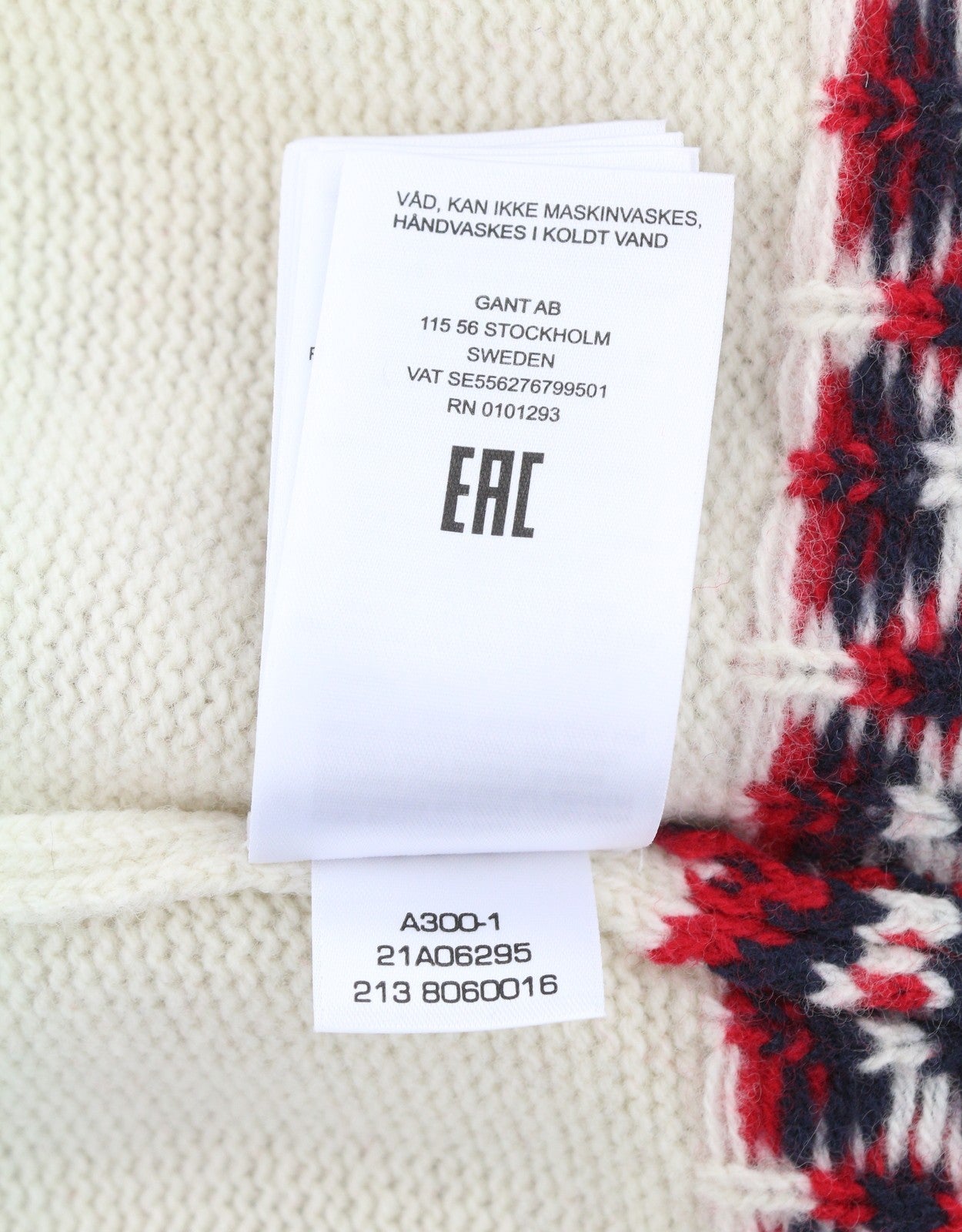 GANT Holiday Fair Isle C-Neck vyriškas megztinis XL dydžio kreminės spalvos megztinis su ėriuko vilna 