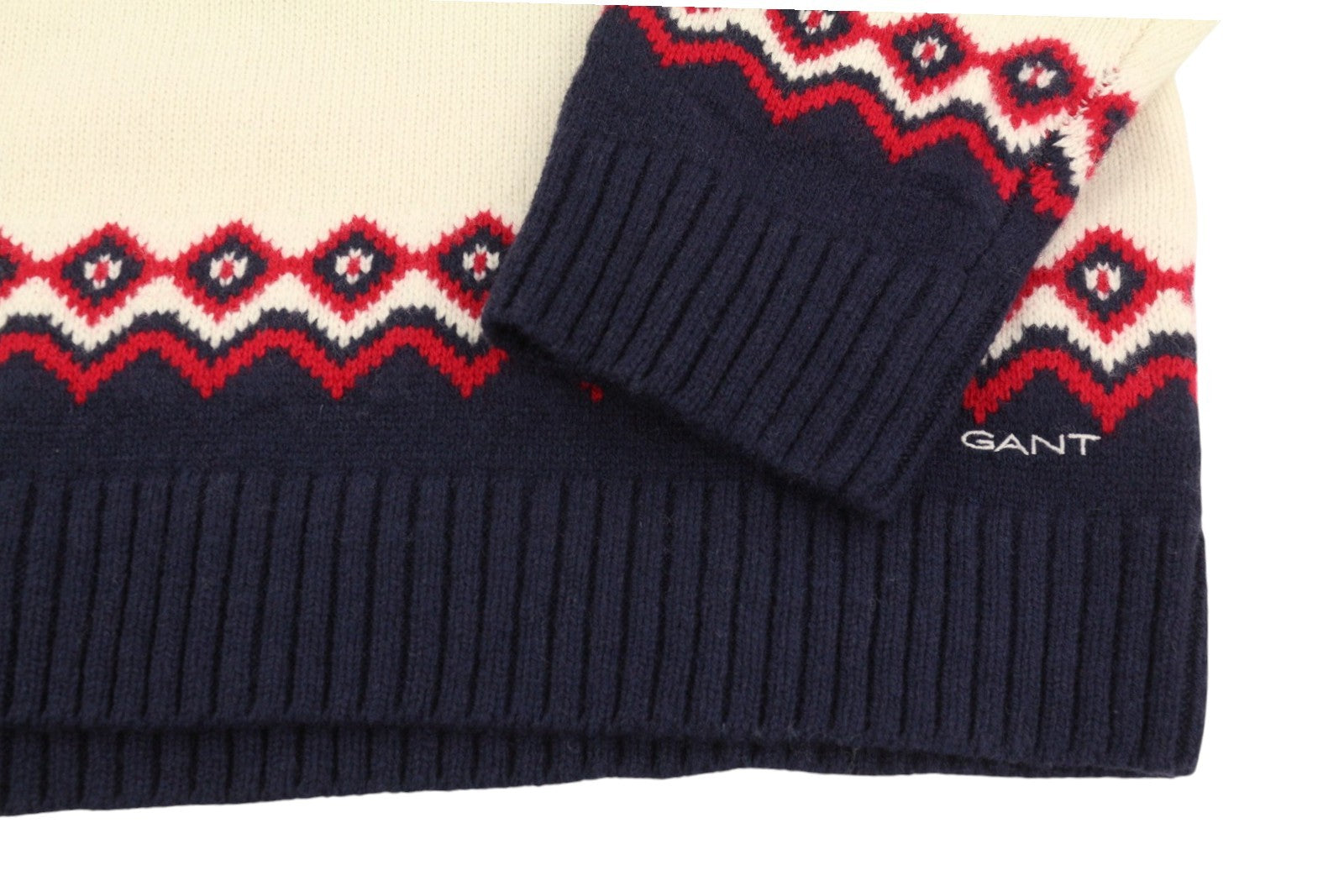 GANT Holiday Fair Isle C-Neck vyriškas megztinis XL dydžio kreminės spalvos megztinis su ėriuko vilna 