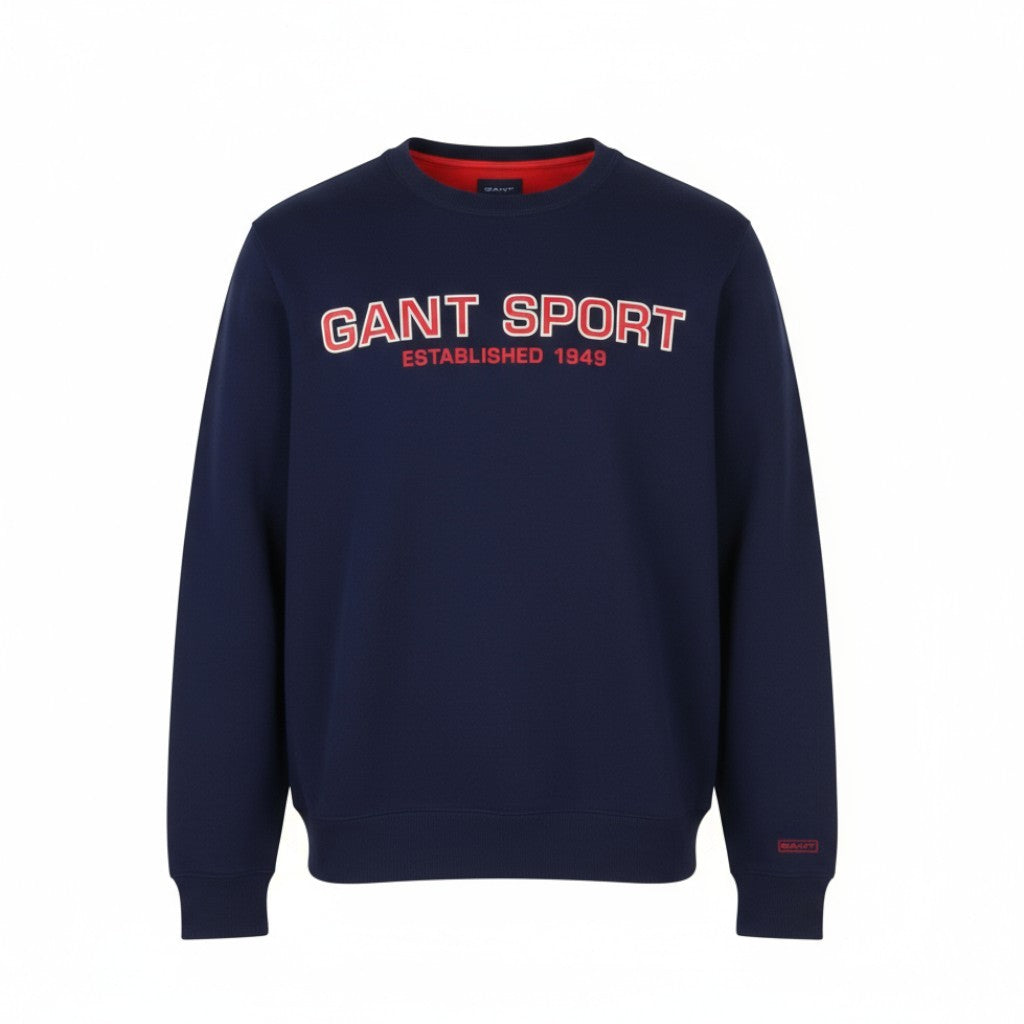GANT Sport C-Neck Men Sweatshirt M Classic Blue Front Logo Long Sleeve Pullover